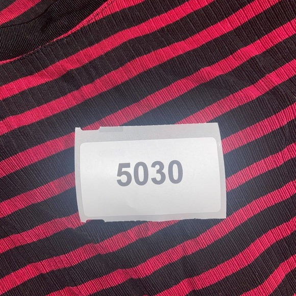 Chico's T Shirt Womens 3 Red Black Stripes Short Sleeve Round Neck Casual Top - Picture 15 of 15